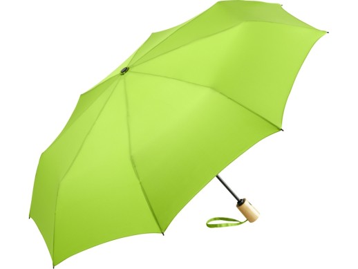 Зонт складной 5429 ÖkoBrella из бамбука, полуавтомат, лайм с нанесением логотипа с нанесением логотипа