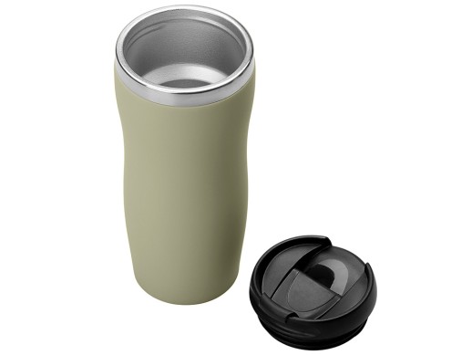 Термокружка Mony Steel 350 мл, soft touch, оливковый с нанесением логотипа с нанесением логотипа