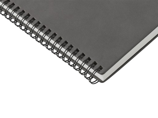 Блокнот А5 Dante из искусственной кожи на спирали, темно-серый с нанесением логотипа с нанесением логотипа