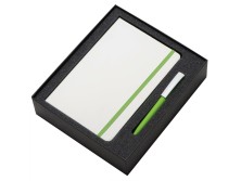 Подарочный набор Jacque white 2.0. с ручкой и блокнотом, зеленое яблоко