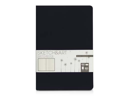 Скетчбук Sketch & Art в твердом переплете 143х216 мм, 100 л. черной бумаги 100 г/м2, черный