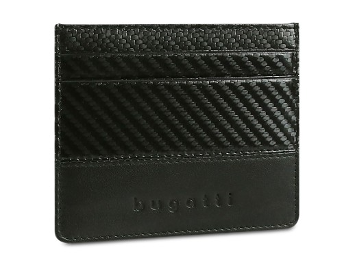 Портмоне для кредитных карт BUGATTI КОМЕТА | COMET, с защитой данных RFID, черное, натуральная воловья кожа, 10,2х0,2х8,2 см с нанесением логотипа с нанесением логотипа