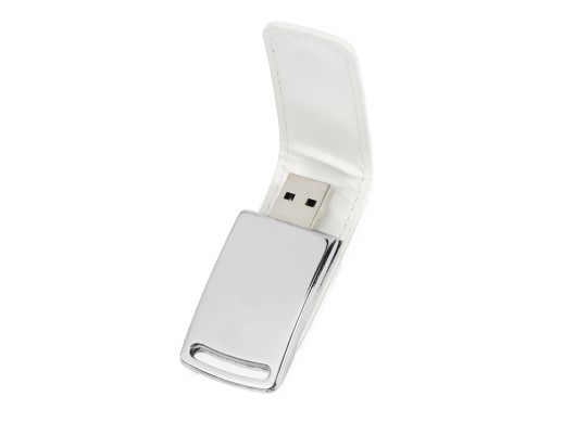 Флеш-карта USB 2.0 16 Gb с магнитным замком Vigo, белый/серебристый с нанесением логотипа с нанесением логотипа