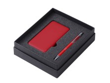 Подарочный набор c ручкой и повербанком 5000 mAh, красный