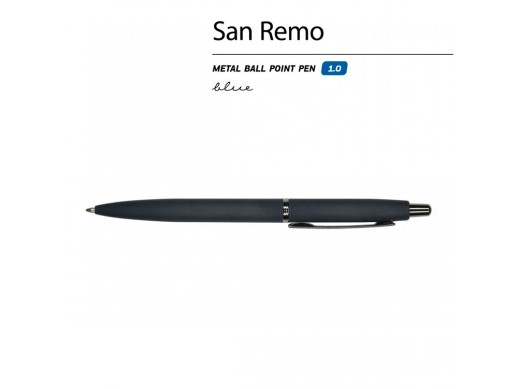 Ручка SAN REMO шариковая, автоматическая, темно-синий металлический корпус 1.00 мм, синяя с нанесением логотипа с нанесением логотипа