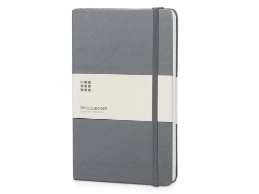 Записная книжка Moleskine Classic (в линейку) в твердой обложке, Large (13х21см), серый с нанесением логотипа с нанесением логотипа
