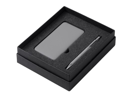 Подарочный набор c ручкой и повербанком 5000 mAh, серый