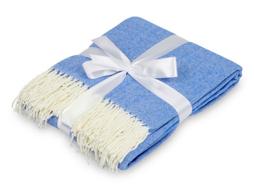 Акриловый плед Dapple 160x210 см, синий с нанесением логотипа с нанесением логотипа