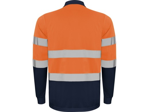 Поло Polaris мужское c длинным рукавом, нэйви/неоновый оранжевый
