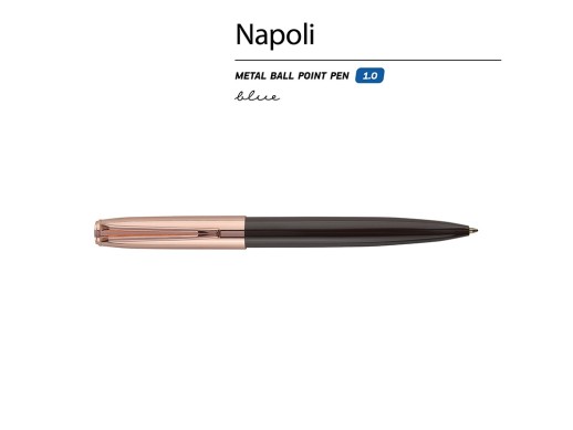 Ручка металлическая шариковая Napoli, коричневый/розовое золото с нанесением логотипа с нанесением логотипа