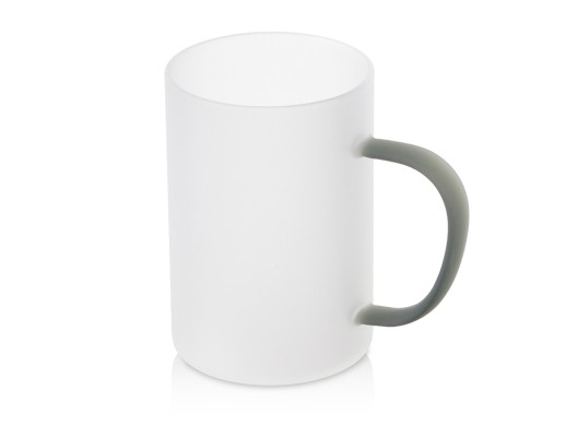 Стеклянная матовая кружка Акцент с цветной ручкой для сублимации, черный