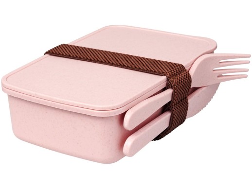 Ланч-бокс Bamberg из бамбукового волокна, розовый с нанесением логотипа с нанесением логотипа