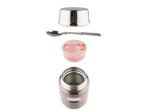 Термос из нерж. стали с ложкой тм THERMOS SK3021Р 0,7L, розовый с нанесением логотипа с нанесением логотипа