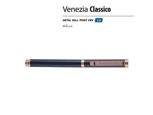 Ручка металлическая шариковая Venezia Classico, синий с нанесением логотипа с нанесением логотипа
