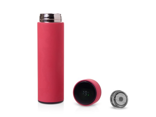 Термос FAMILY MARK LED, soft touch (Фуксия) с нанесением логотипа с нанесением логотипа