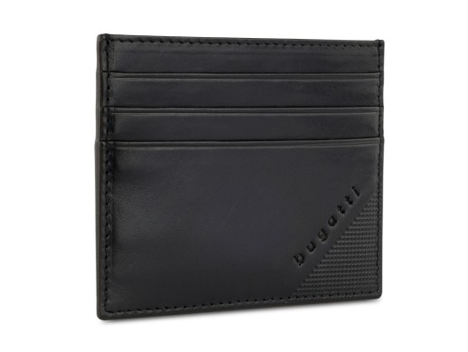 Портмоне для кредитных карт BUGATTI АРИСТОКРАТ | NOBILE, с защитой данных RFID, черное, натуральная воловья кожа, 10х0,3х8 см с нанесением логотипа с нанесением логотипа