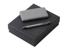 Подарочный набор c ручкой и повербанком 10000 mAh, серый