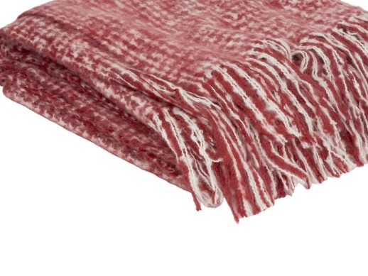 Акриловый плед Harp 130x180 см, белый/бордо с нанесением логотипа с нанесением логотипа