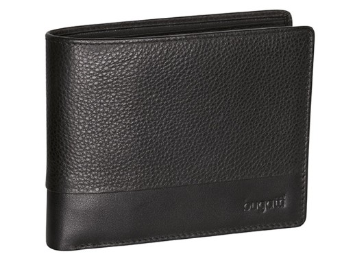 Портмоне BUGATTI АТЛАНТА | ATLANTA, чёрное, натуральная воловья кожа, 10,5х1х9 см с нанесением логотипа с нанесением логотипа