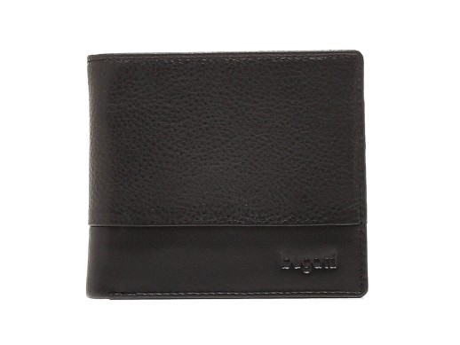 Портмоне BUGATTI АТЛАНТА | ATLANTA, чёрное, натуральная воловья кожа, 10,5х1х9 см с нанесением логотипа с нанесением логотипа