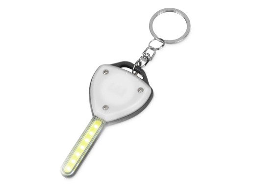 Брелок-фонарик COB Switch, белый/серый с нанесением логотипа с нанесением логотипа