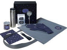 Подарочный набор с перчатками, термосом и чаем, темно-синий