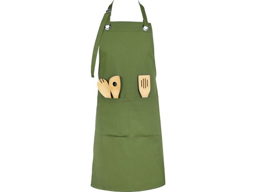 Хлопковый фартук Delight с карманом и регулируемыми завязками, хаки с нанесением логотипа с нанесением логотипа