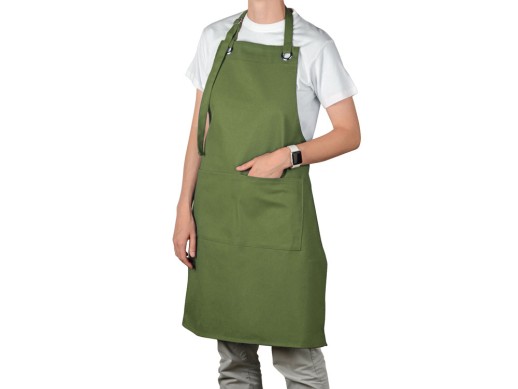 Хлопковый фартук Delight с карманом и регулируемыми завязками, хаки с нанесением логотипа с нанесением логотипа