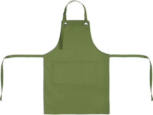 Хлопковый фартук Delight с карманом и регулируемыми завязками, хаки с нанесением логотипа с нанесением логотипа