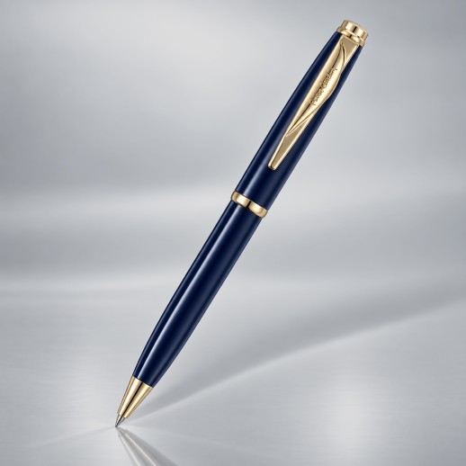 Ручка шариковая Pierre Cardin коллекция ГАММА КЛАССИКА (GAMME CLASSIC). Корпус - латунь с лакированным покрытием. Отделка и детали дизайна - сталь с позолотой. Цвет - синий. Упаковка E.