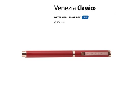 Ручка металлическая шариковая Venezia Classico, красный с нанесением логотипа с нанесением логотипа