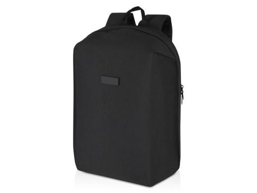 Рюкзак Luma для ноутбука с диагональю экрана 15 дюймов с защитой от кражи объемом 10 л из материала, переработанного по стандарту GRS - сплошной черный с нанесением логотипа с нанесением логотипа