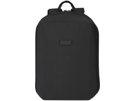 Рюкзак Luma для ноутбука с диагональю экрана 15 дюймов с защитой от кражи объемом 10 л из материала, переработанного по стандарту GRS - сплошной черный с нанесением логотипа с нанесением логотипа