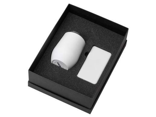 Подарочный набор с термокружкой и повербанком С1, 5000 mAh, белый с нанесением логотипа с нанесением логотипа
