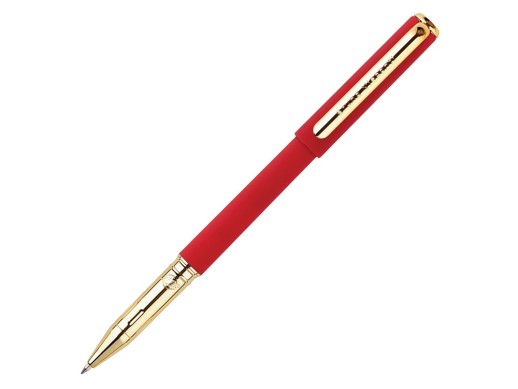 Ручка пластиковая шариковая Parliament, 0,7 мм, синие чернила, красный/золотистый с нанесением логотипа с нанесением логотипа