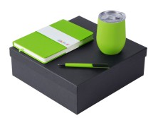 Подарочный набор c блокнотом C2, ручкой и термокружкой, зеленое яблоко