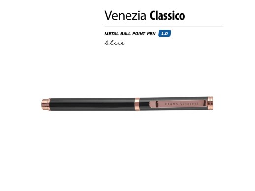 Ручка металлическая шариковая Venezia Classico, черный с нанесением логотипа с нанесением логотипа