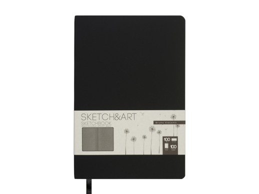 Скетчбук Sketch & Art в мягком переплете 140х210 мм, 100 л. черной бумаги 100 гр., черный с нанесением логотипа с нанесением логотипа