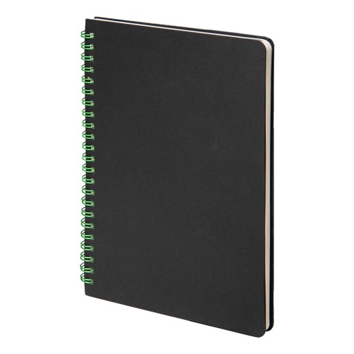 Блокнот на двойной пружине HELIX, 143 х 205 мм, черный с зелёным, блок в линейку , 33901/15