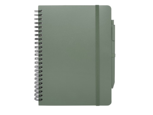 Блокнот Thalaasa формата А5 в твердой обложке из океанического пластика с шариковой ручкой - Зеленый яркий