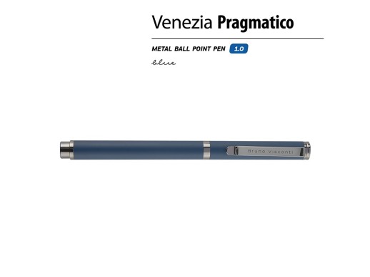 Ручка металлическая шариковая Venezia Pragmatico софт-тач, синий с нанесением логотипа с нанесением логотипа