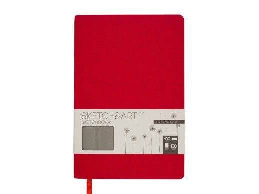 Скетчбук Sketch & Art в мягком переплете 140х210 мм, 100 л. черной бумаги 100 гр., красный с нанесением логотипа с нанесением логотипа