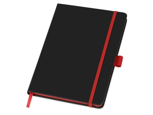 Блокнот Color edge A5, черный/красный (Р) с нанесением логотипа с нанесением логотипа