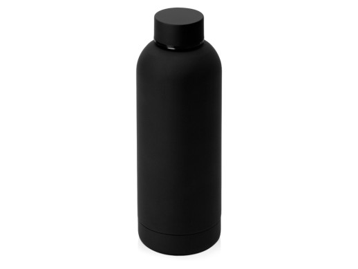 Вакуумная термобутылка Cask Waterline, soft touch, 500 мл, тубус, черный с нанесением логотипа с нанесением логотипа