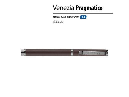 Ручка металлическая шариковая Venezia Pragmatico софт-тач, коричневый с нанесением логотипа с нанесением логотипа