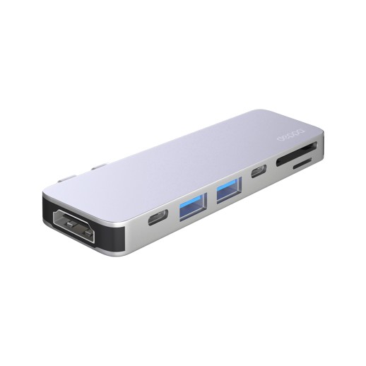 USB-C адаптер для MacBook 7-в-1, серебро, Deppa с нанесением логотипа с нанесением логотипа