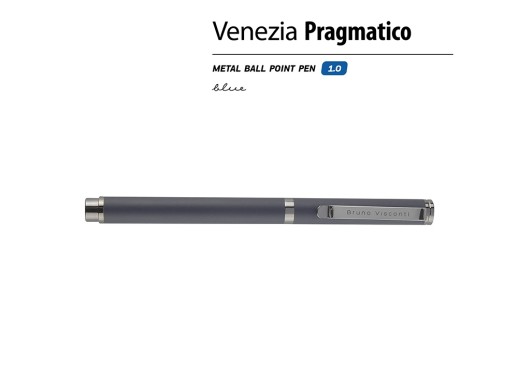 Ручка металлическая шариковая Venezia Pragmatico софт-тач, серый с нанесением логотипа с нанесением логотипа