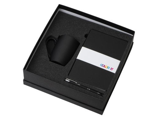 Подарочный набор с блокнотом С3, металлической ручкой и кружкой, черный