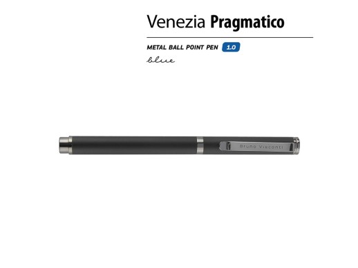 Ручка металлическая шариковая Venezia Pragmatico софт-тач,черный с нанесением логотипа с нанесением логотипа