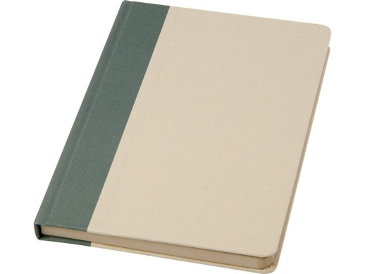 Liliana блокнот формата А5 в твердой обложке из пластика из сахарного тростника - Зеленый яркий с нанесением логотипа с нанесением логотипа